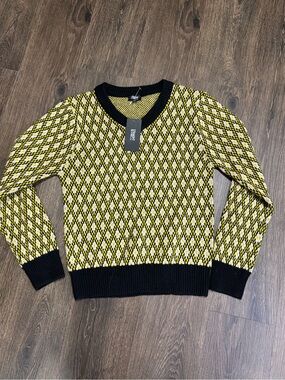 Straight To Hell NWT Men Yellow Black Geometric Burnette Sweater Indie Goth Punk